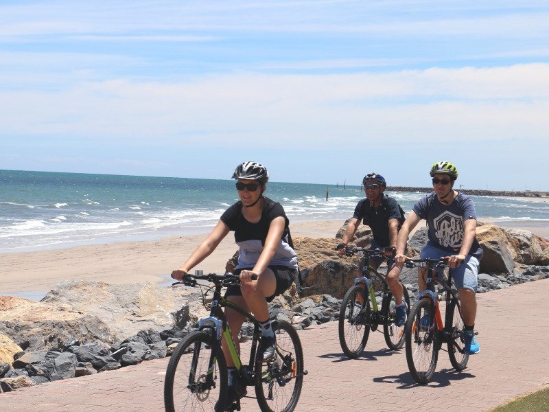 Cycling at Glenelg foreshore - Photo: Pure SA