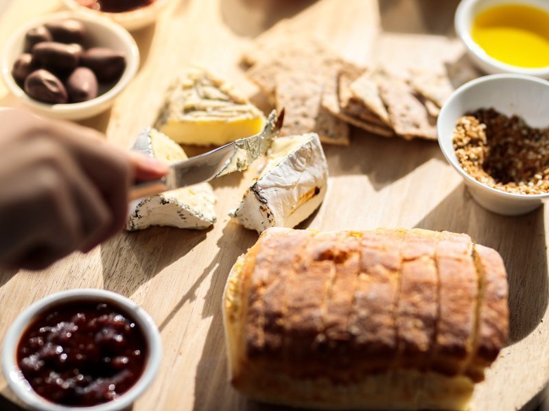 bread and cheese board on tour