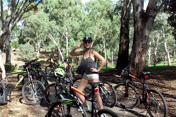 mountain bikes and cyclist in adelaide park lands